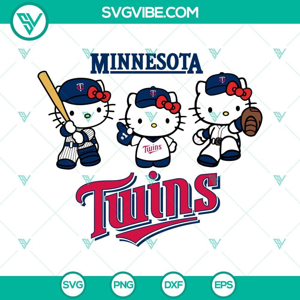 Hello Kitty Minnesota Twins Baseball SVG PNG DXF EPS Hello Kitty Minnesota Twins baseball team logo SVG with PNG, DXF, and EPS downloadable files for crafts and projects.