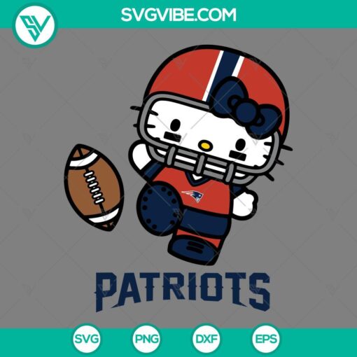 Hello Kitty New England Patriots design in SVG, PNG, EPS, and DXF files for digital crafting projects.