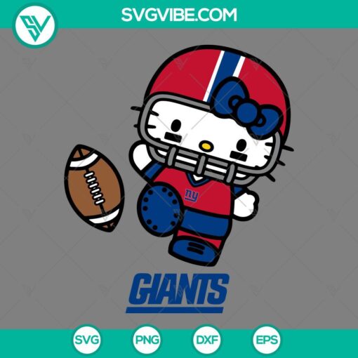 Hello Kitty New York Giants digital files for download - SVG, PNG, EPS, DXF formats. Perfect for sports fans and craft projects.