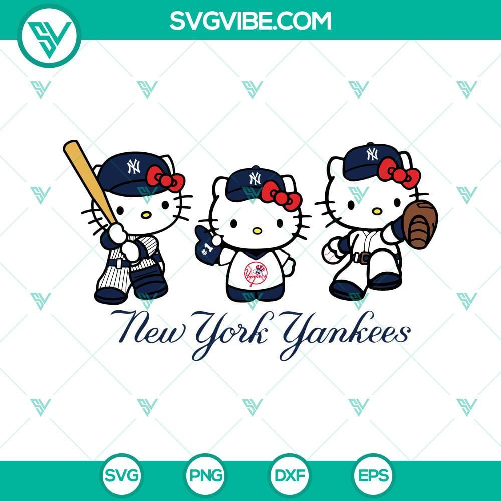 Hello Kitty New York Yankees Baseball SVG PNG DXF EPS Hello Kitty New York Yankees baseball SVG images with PNG, DXF, and EPS formats for digital crafting projects.