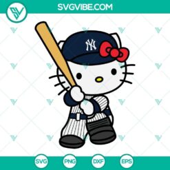 Hello Kitty New York Yankees SVG file with Kitty Yankees design in PNG, SVG, DXF, and EPS formats for crafting.