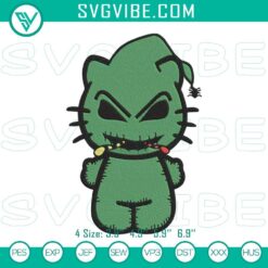 Oogie Boogie Halloween embroidery design featuring Hello Kitty, Nightmare Before Christmas theme, perfect for spooky seasonal projects.