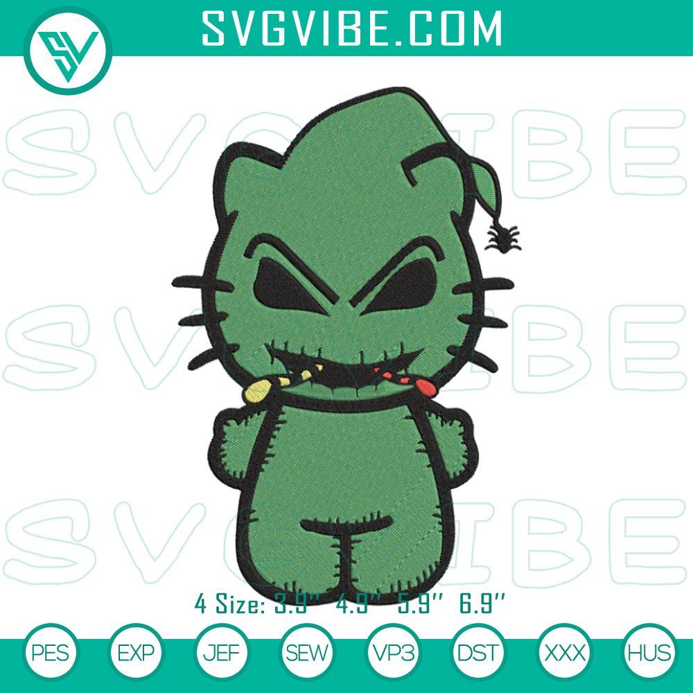 Hello Kitty Oogie Boogie Halloween Embroidery Design Files Oogie Boogie Halloween embroidery design featuring Hello Kitty, Nightmare Before Christmas theme, perfect for spooky seasonal projects.