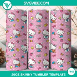 Hello Kitty pattern design 20oz tumbler wrap PNG file with cute character illustrations and vibrant colors for printing or digital use.