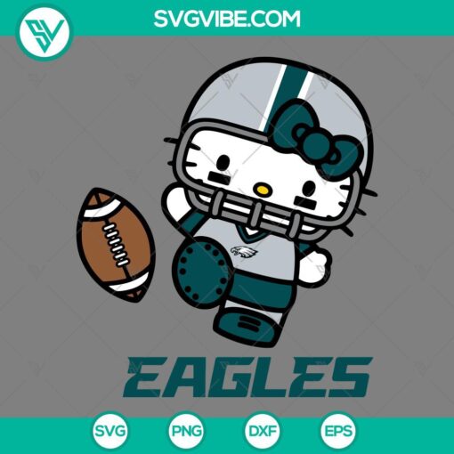 Hello Kitty Philadelphia Eagles logo in SVG, PNG, EPS, and DXF files for crafting. Perfect for NFL football fans and DIY projects.