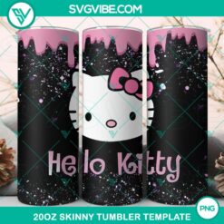 Hello Kitty pink glitter tumbler wrap design, 20oz PNG file for personalization and printing.