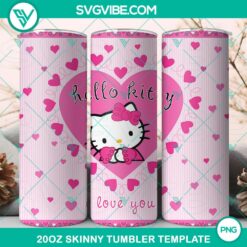 Hello Kitty Pink Heart I Love You 20oz Tumbler Wrap PNG file with adorable cartoon character and love theme.