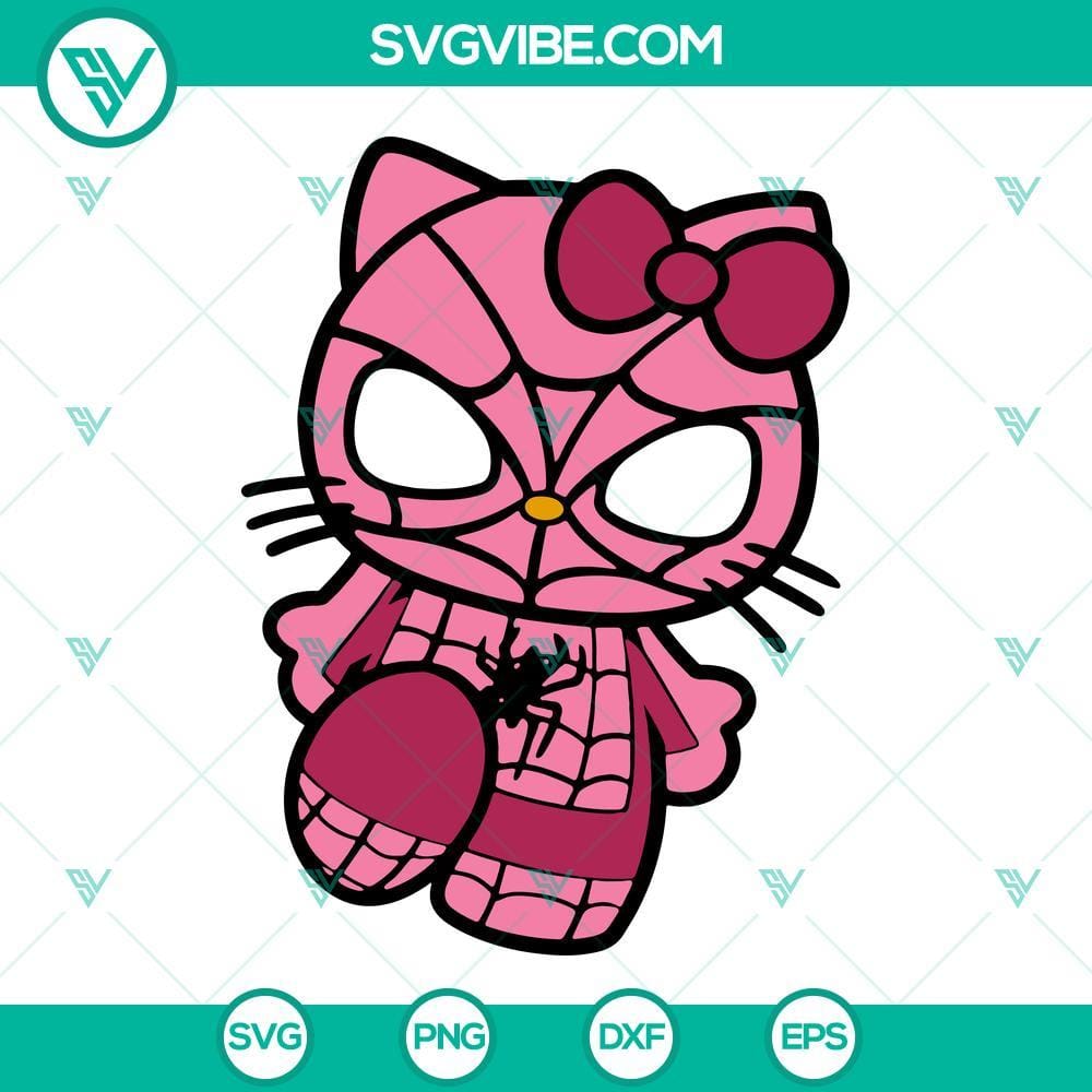 Hello Kitty Pink Spider Man SVG Images, Spider Man SVG Download PNG DXF EPS Hello Kitty Pink Spider Man SVG images with PNG, DXF, and EPS file formats for download. Cute and unique superhero design.
