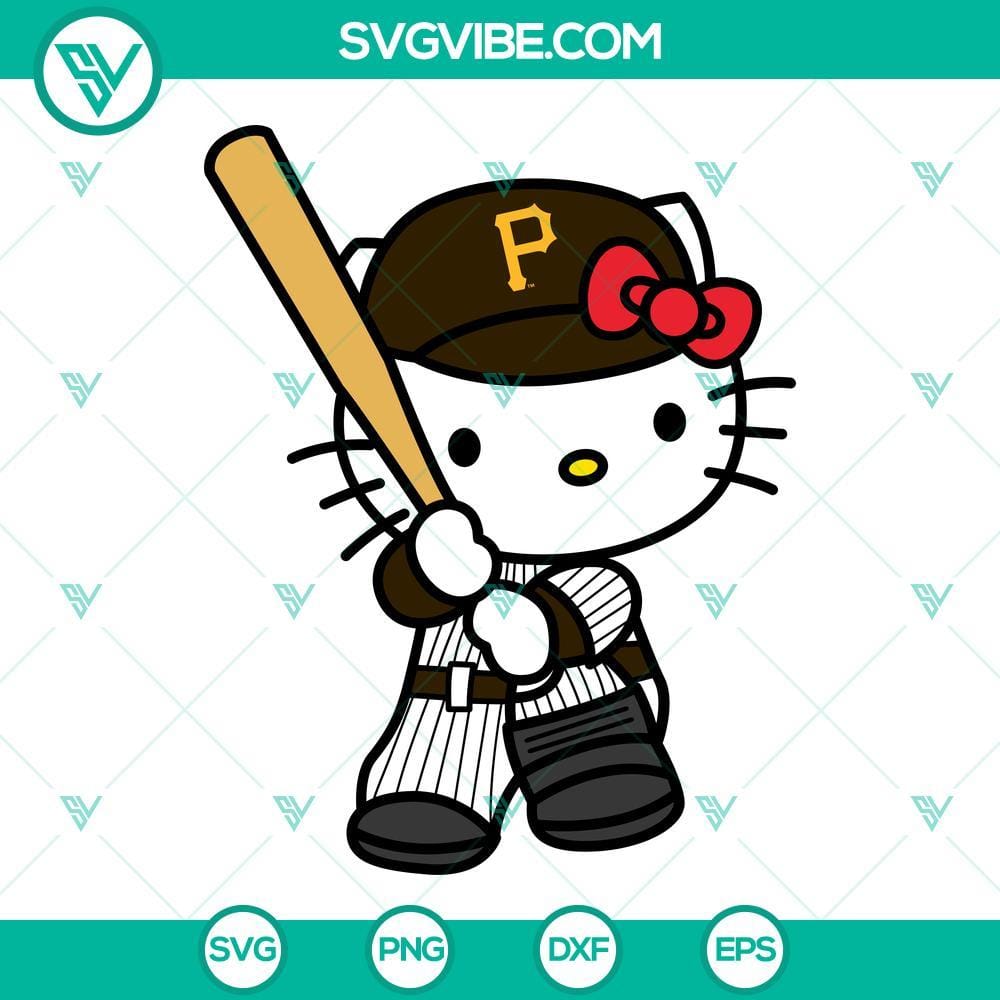 Hello Kitty Pittsburgh Pirates SVG, Kitty Pirates SVG PNG DXF EPS Hello Kitty Pittsburgh Pirates SVG images with Kitty Pirates SVG files in PNG, DXF, EPS formats for crafting.