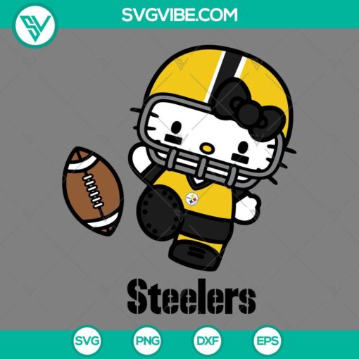 Hello Kitty Pittsburgh Steelers logo design SVG, PNG, EPS, and DXF files for crafting and digital projects.