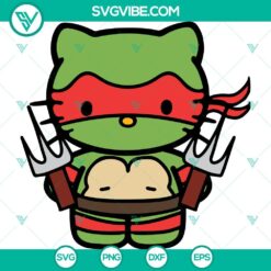 Hello Kitty Raphael Ninja Turtles Cricut SVG design featuring Hello Kitty and Raphael from the Ninja Turtles. Perfect for crafting projects.