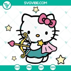 Hello Kitty Sagittarius SVG for Cricut, featuring Archery Hello Kitty with a sweet bow design. Ideal for crafting projects.