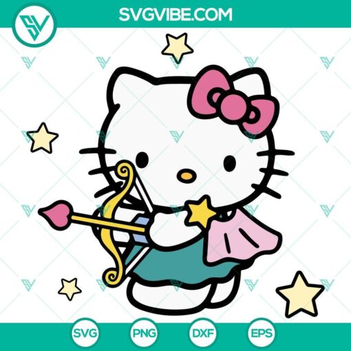 Hello Kitty Sagittarius SVG for Cricut, featuring Archery Hello Kitty with a sweet bow design. Ideal for crafting projects.