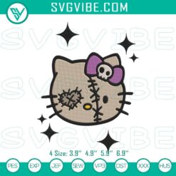 Hello Kitty Sam Trick’r Treat embroidery design file with a horror-themed pattern for Halloween enthusiasts.