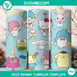 Hello Kitty Sanrio characters 20oz tumbler wrap design in PNG file format, perfect for print-on-demand products.