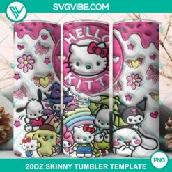 Hello Kitty Sanrio characters 3D designs 20oz tumbler wrap PNG file, ideal for merchandise, crafts, and digital projects.