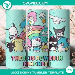 Hello Kitty Sanrio characters 20oz tumbler wrap featuring "There Is Power In Kindness" design in PNG file.