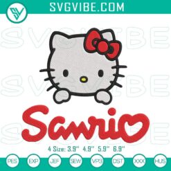 Hello Kitty Sanrio embroidery design, cute instant digital download in Pes format for crafting projects.