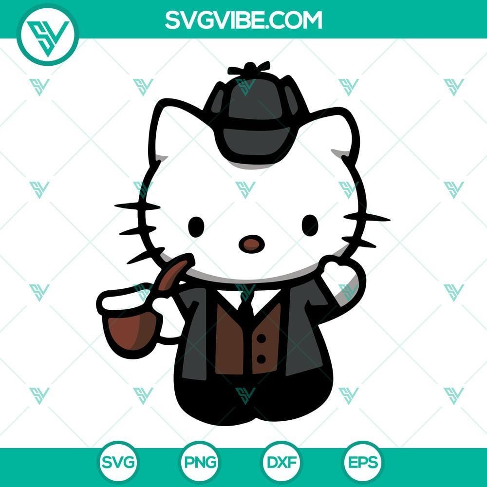 Hello Kitty Sherlock Holmes SVG Hello Kitty Sherlock Holmes themed SVG files for digital crafting and design projects. Perfect for fans of Sherlock and Hello Kitty.