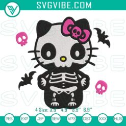 Hello Kitty skeleton Halloween embroidery design by Sanrio in digital PES file format, spooky and cute.