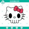 Hello Kitty skull SVG files with cartoon cat skull design featuring Hello Kitty character. Great for crafting projects.