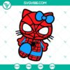 Hello Kitty Spiderman SVG file with Hello Kitty Superhero design, cute red and blue superhero outfit. Downloadable SVG.