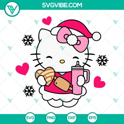 Hello Kitty Stanley Cup & Concha Cake SVG, Merry Christmas SVG File. Festive Hello Kitty design for download in PNG, EPS, and DXF formats.