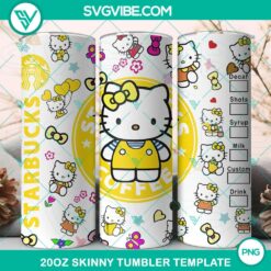 Hello Kitty Starbucks coffee design 20oz tumbler wrap PNG file, cute pink theme with kitty illustrations for digital use.