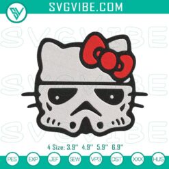 Hello Kitty Stormtrooper embroidery design, cute Star Wars crossover machine file for craft projects.