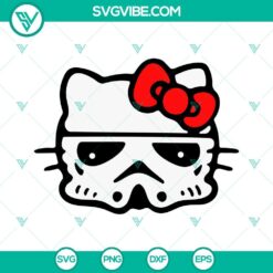 Hello Kitty Stormtrooper Star Wars SVG download featuring a cute cat dressed as a Stormtrooper, PNG, DXF, EPS file formats available.