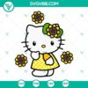Cute Hello Kitty cat surrounded by sunflowers in SVG, PNG, and DXF files - Kawaii design for crafts and projects.