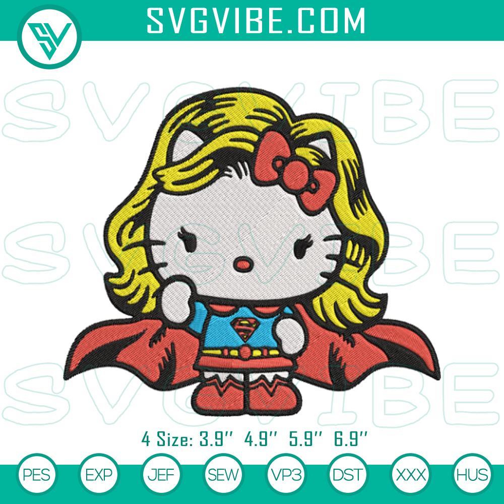 Hello Kitty Super Girl Embroidery Designs Hello Kitty Super Girl Embroidery Designs, multi-format instant superhero design for crafts and clothing.