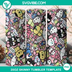 Hello Kitty 20oz tumbler wrap PNG file, featuring Supercute Adventures design perfect for kids, vacation, or everyday use.