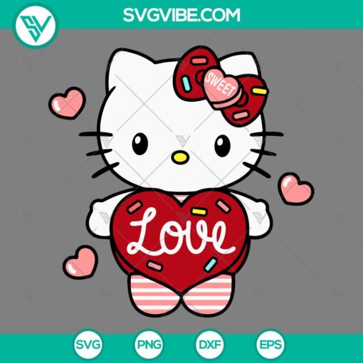 Hello Kitty Sweet Love Valentine's Day SVG Files with Love Heart Design for Download.