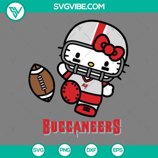 Hello Kitty Tampa Bay Buccaneers mascot design in SVG, PNG, EPS, and DXF files for digital crafting projects. Ideal for Buccaneer fans!