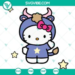 Hello Kitty Taurus zodiac sign SVG file for Cricut, featuring cute Hello Kitty design. Ideal for astrology lovers and craft projects.