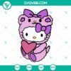 Hello Kitty teddy bear with heart SVG file, adorable kawaii cat design by Sanrio, perfect for crafting projects.