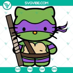 Hello Kitty Donatello Ninja Turtles SVG file for Cricut, PNG, DXF, EPS Cut Files - Teenage Mutant Ninja Turtles design for crafts.