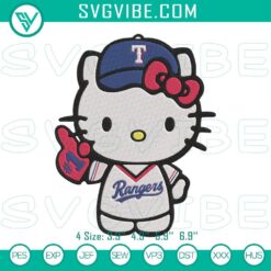 Hello Kitty Texas Rangers embroidery designs, ideal for cute baseball fan projects.