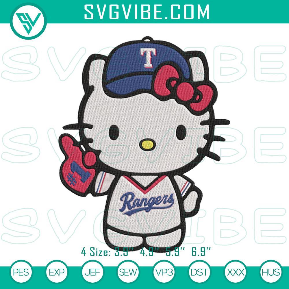 Hello Kitty Texas Rangers Embroidery Designs Hello Kitty Texas Rangers embroidery designs, ideal for cute baseball fan projects.