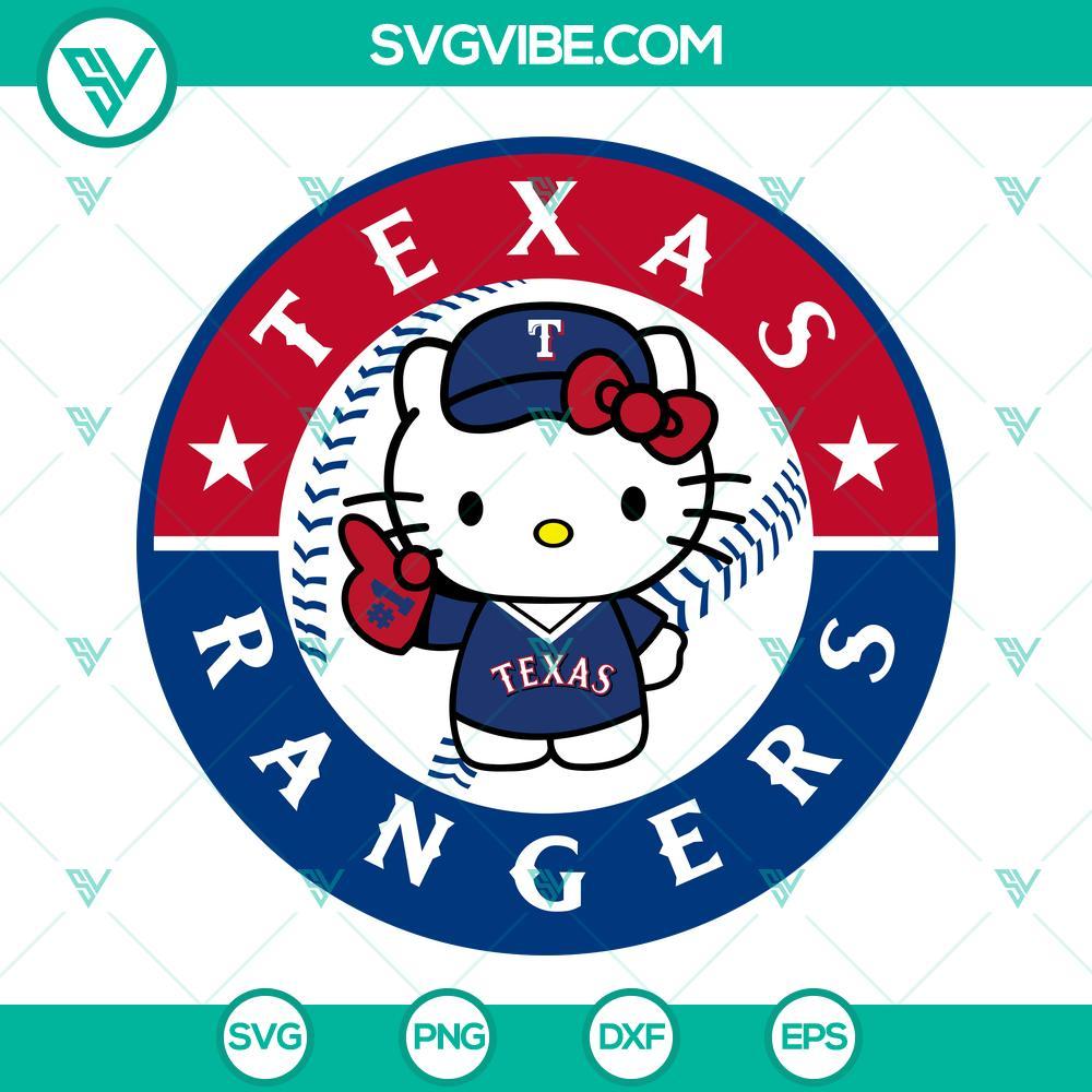 Hello Kitty Texas Rangers SVG File, Hello Kitty Baseball SVG, Texas Rangers SVG Hello Kitty Texas Rangers baseball-themed SVG images featuring Hello Kitty mascot in Texas Rangers attire. Perfect for fans and crafts.