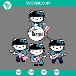Hello Kitty The Beatles SVG File with The Beatles SVG Images in PNG, EPS, & DXF formats. Ideal for crafting and design projects.