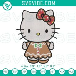 Hello Kitty The Ginger Man Christmas Embroidery File, Festive Embroidery Design
