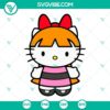 Hello Kitty and Powerpuff Girls SVG files bundle featuring Blossom and Bubbles. Cartoon characters in digital format for craft projects.
