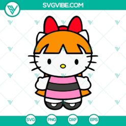 Hello Kitty and Powerpuff Girls SVG files bundle featuring Blossom and Bubbles. Cartoon characters in digital format for craft projects.