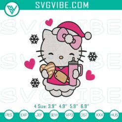 Hello Kitty themed festive holiday tumbler embroidery design, perfect for drinkware.