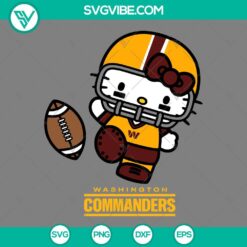 Hello Kitty Washington Commanders digital design file with SVG, PNG, EPS, and DXF formats for crafting.