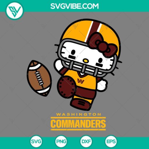 Hello Kitty Washington Commanders digital design file with SVG, PNG, EPS, and DXF formats for crafting.