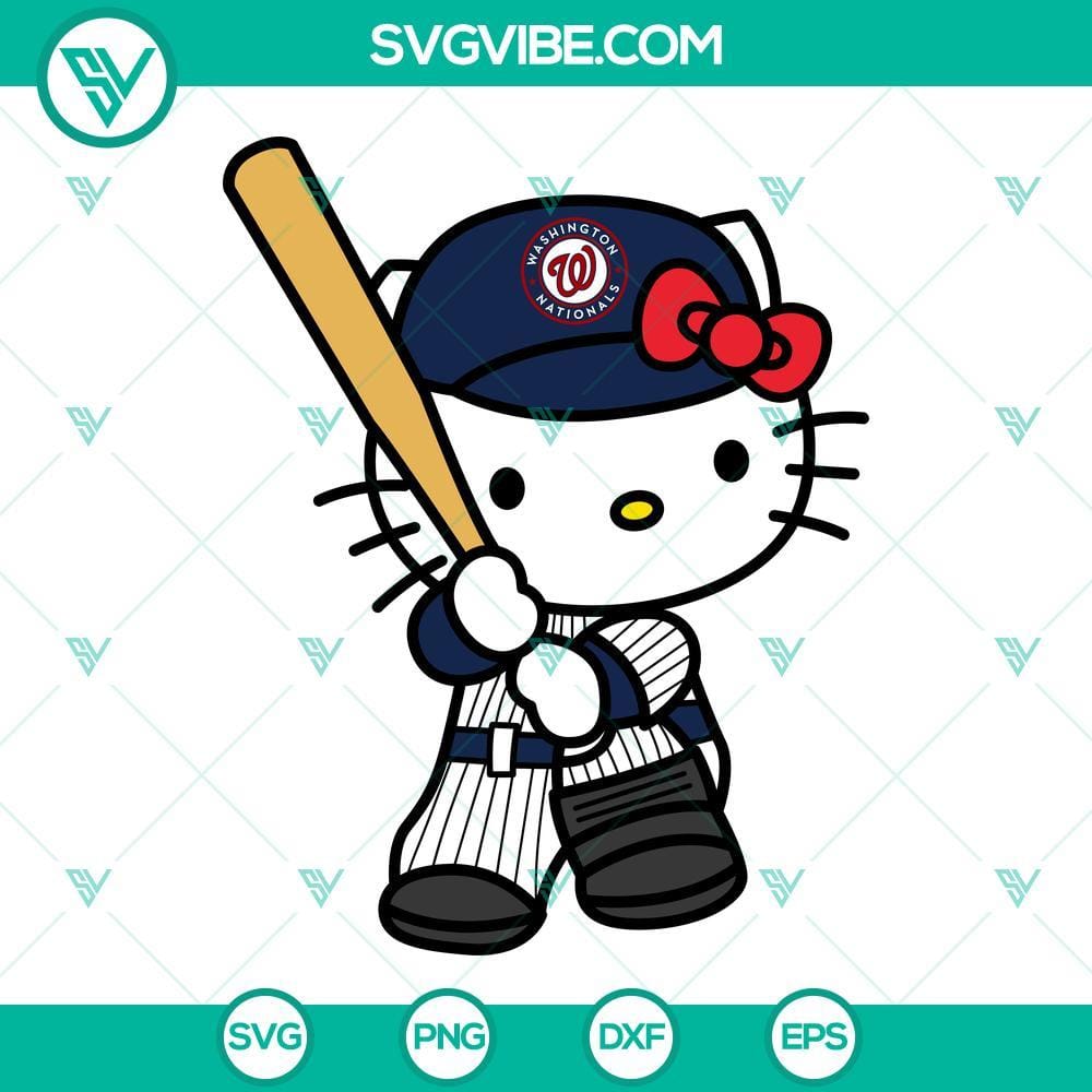 Hello Kitty Washington Nationals SVG, Kitty Nationals SVG PNG DXF EPS Hello Kitty Washington Nationals logo SVG file with Kitty Nationals design in PNG and DXF formats, perfect for die-cutting and crafting.
