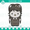 Hello Kitty Wednesday Addams machine embroidery designs, cute Halloween file download, perfect for spooky projects.